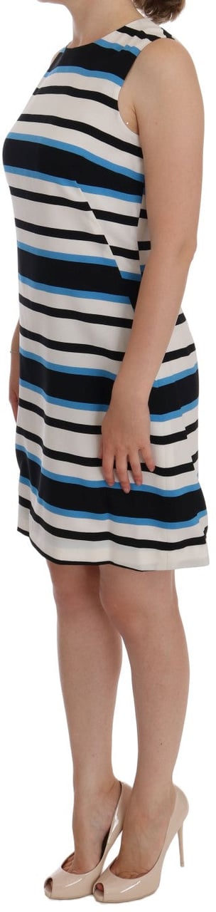 Dolce & Gabbana Blue White Striped Silk Stretch Shift Dress Divers