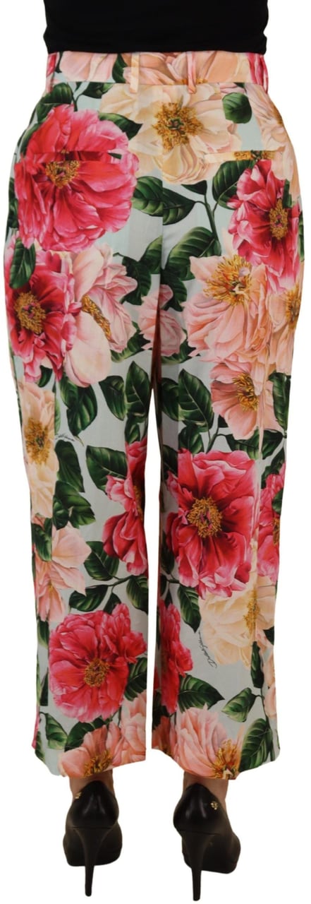 Dolce & Gabbana Multicolor Flora Printed High Waist Cropped Trouser Pants Divers