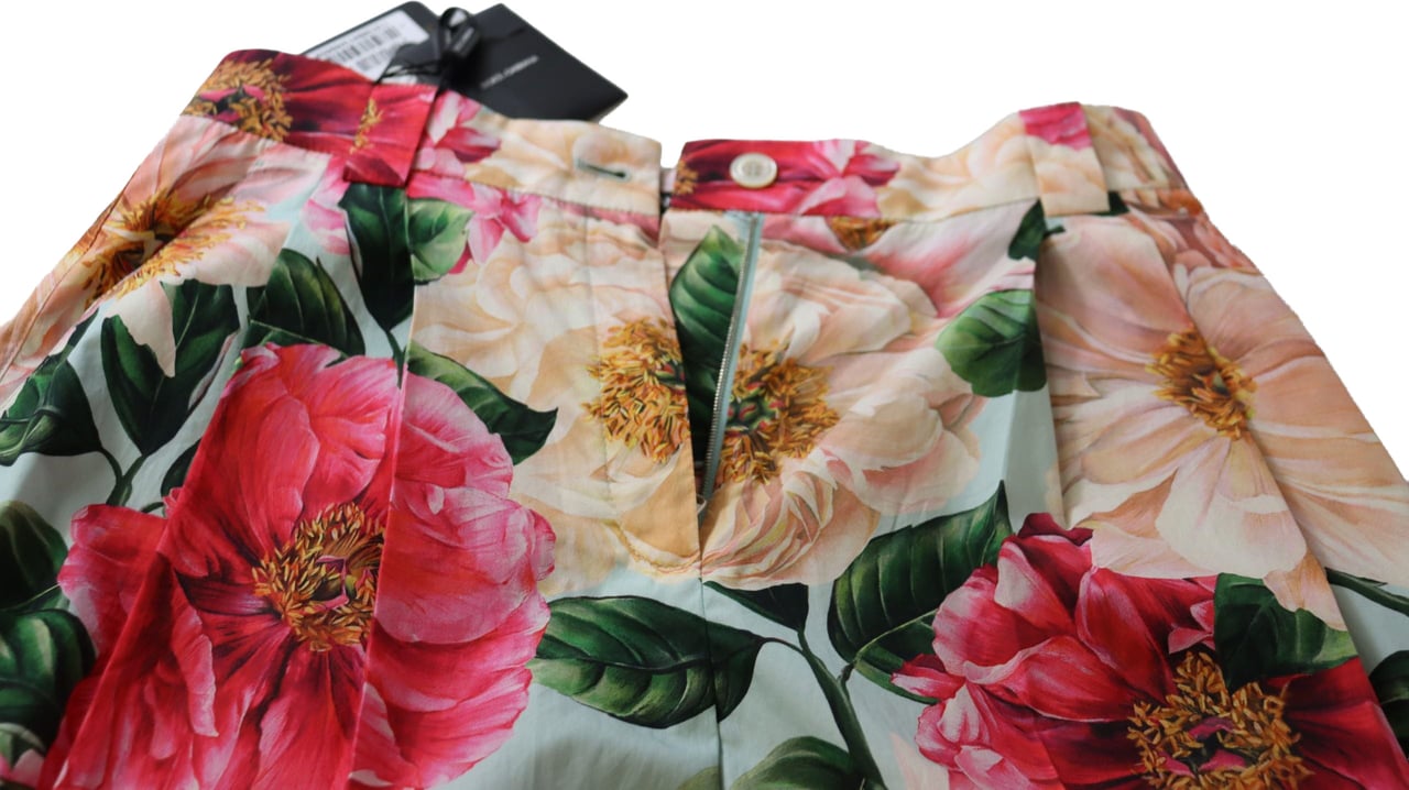 Dolce & Gabbana Multicolor Flora Printed High Waist Cropped Trouser Pants Divers