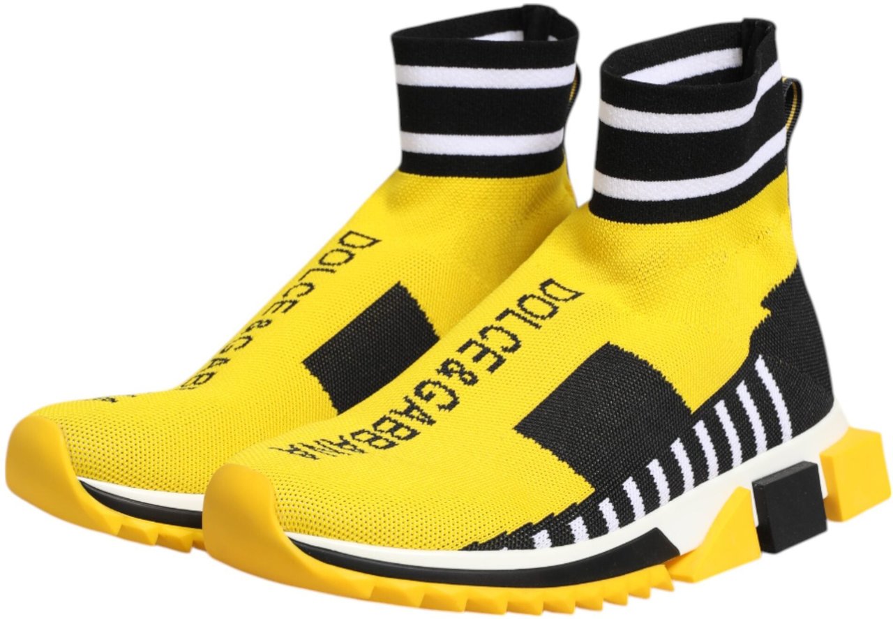 Dolce & Gabbana Yellow Black Sorrento Socks Sneakers Shoes Zwart