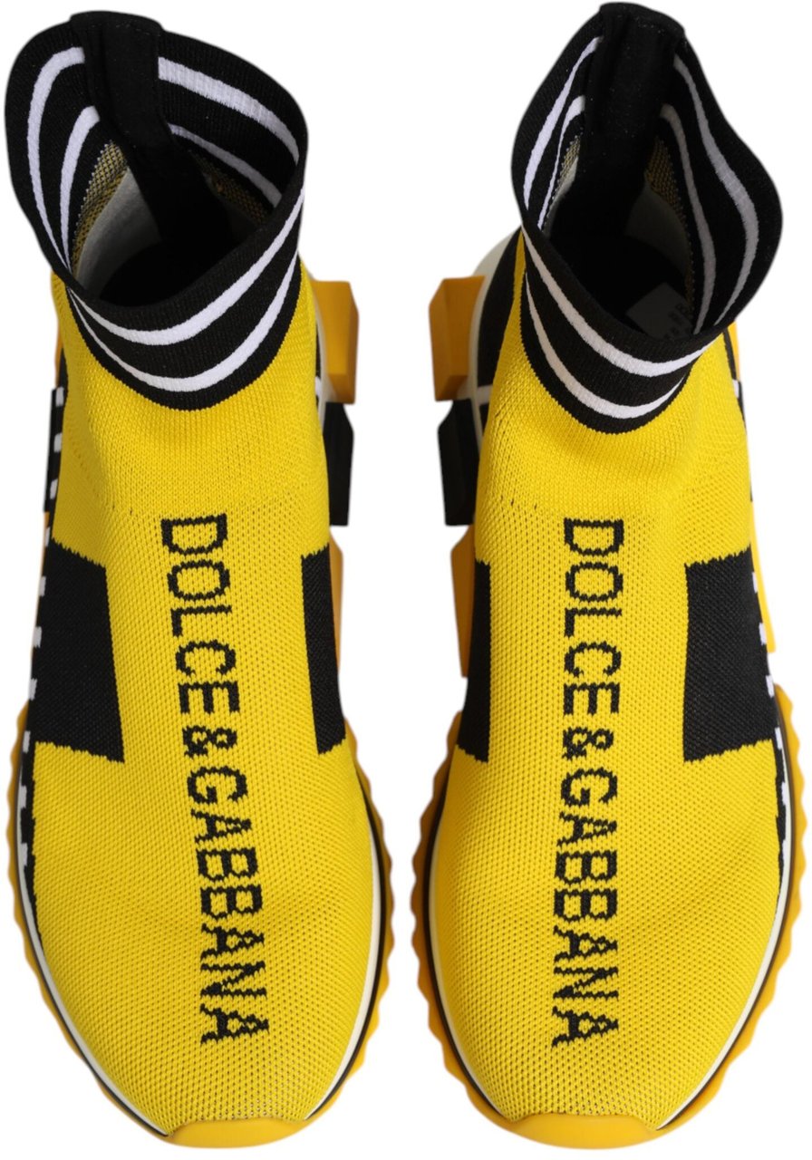 Dolce & Gabbana Yellow Black Sorrento Socks Sneakers Shoes Zwart