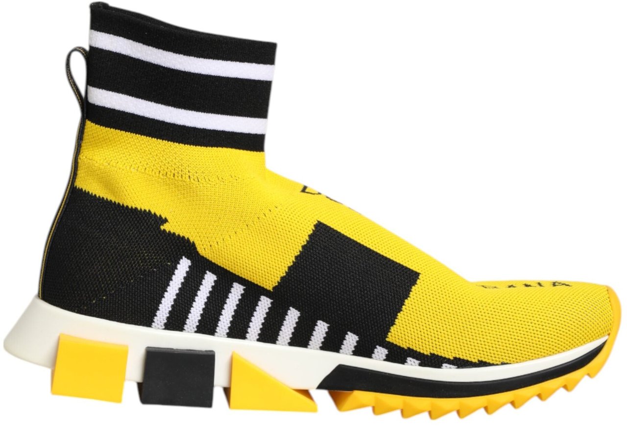 Dolce & Gabbana Yellow Black Sorrento Socks Sneakers Shoes Zwart