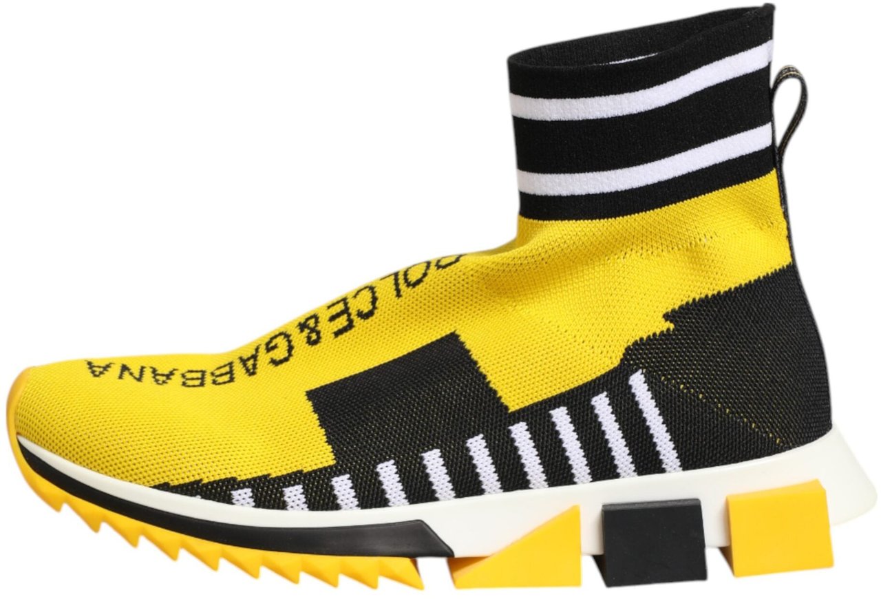 Dolce & Gabbana Yellow Black Sorrento Socks Sneakers Shoes Zwart