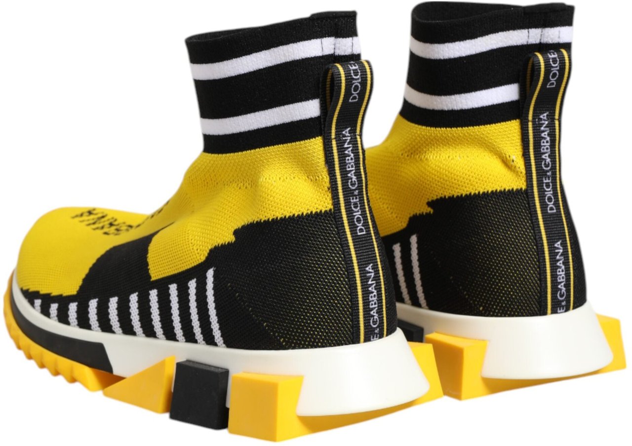 Dolce & Gabbana Yellow Black Sorrento Socks Sneakers Shoes Zwart