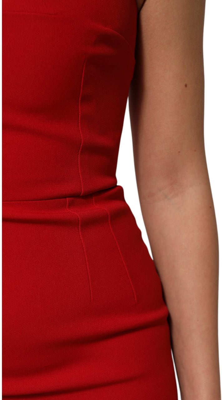 Dolce & Gabbana Red Stretch Bodycon Sheath Knee Length Dress Rood