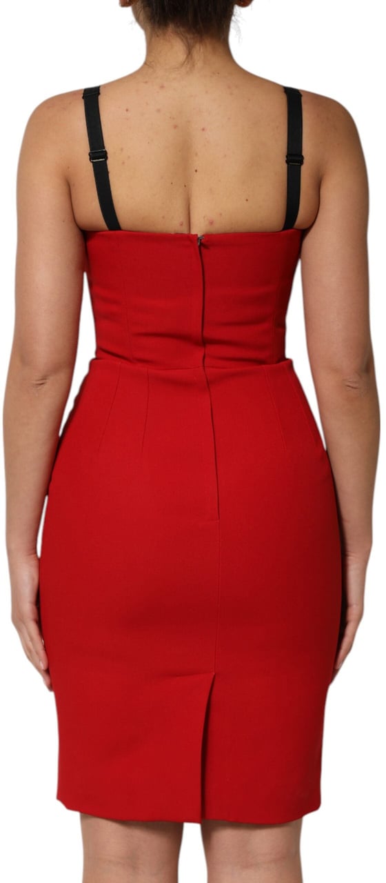 Dolce & Gabbana Red Stretch Bodycon Sheath Knee Length Dress Rood
