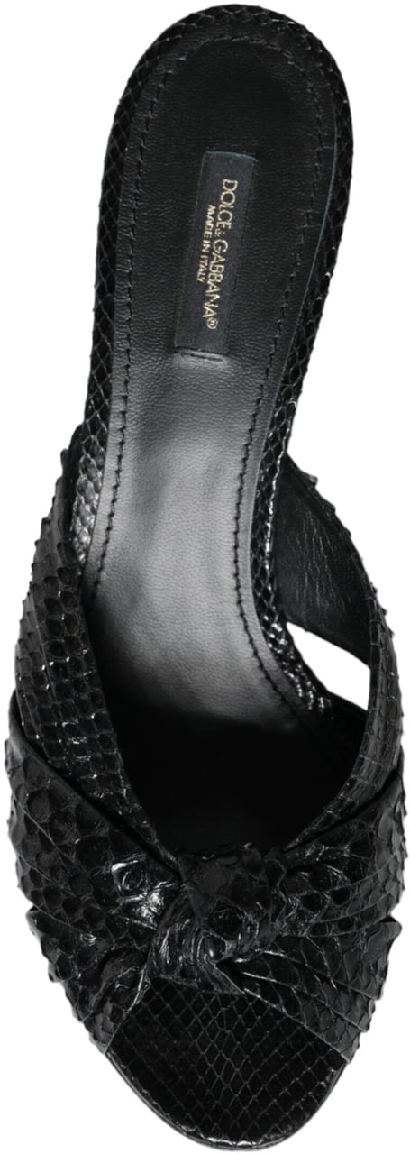 Dolce & Gabbana Black Leather Heels Slides Sandals Shoes Zwart
