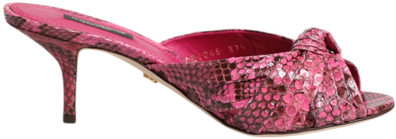 Dolce & Gabbana Pink Leather Heels Slides Sandals Shoes Roze