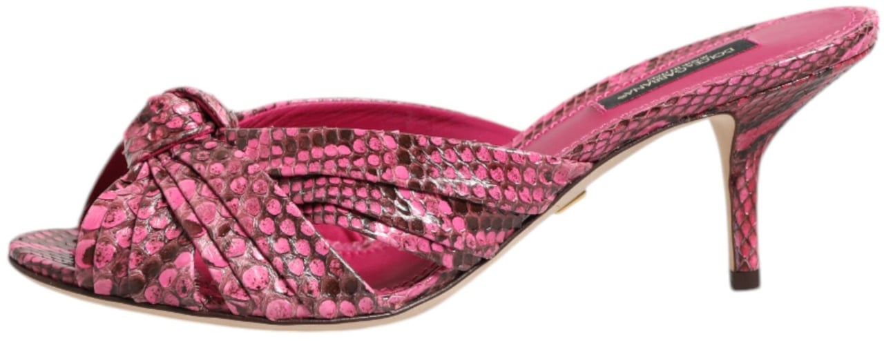 Dolce & Gabbana Pink Leather Heels Slides Sandals Shoes Roze