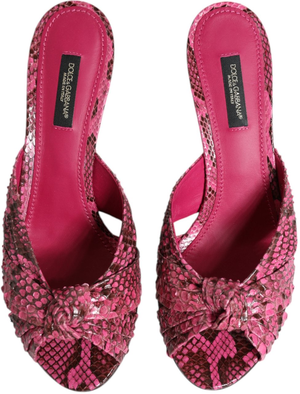 Dolce & Gabbana Pink Leather Heels Slides Sandals Shoes Roze