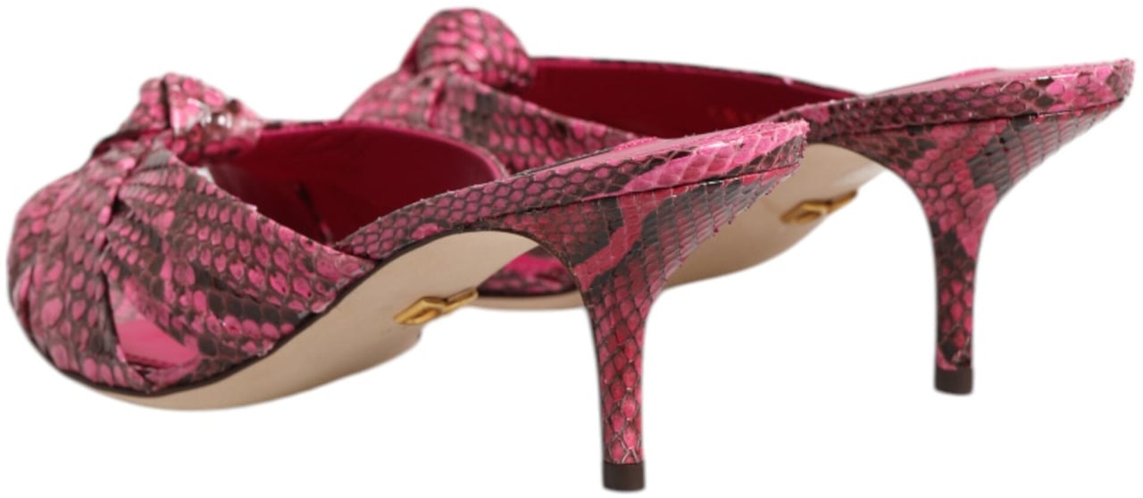 Dolce & Gabbana Pink Leather Heels Slides Sandals Shoes Roze