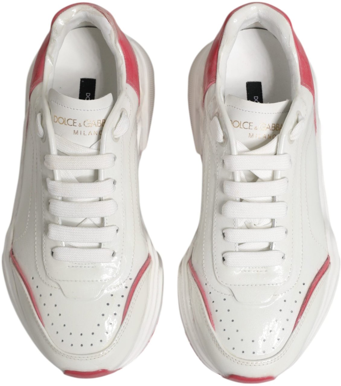 Dolce & Gabbana White Pink Daymaster Low Top Sneakers Shoes Wit