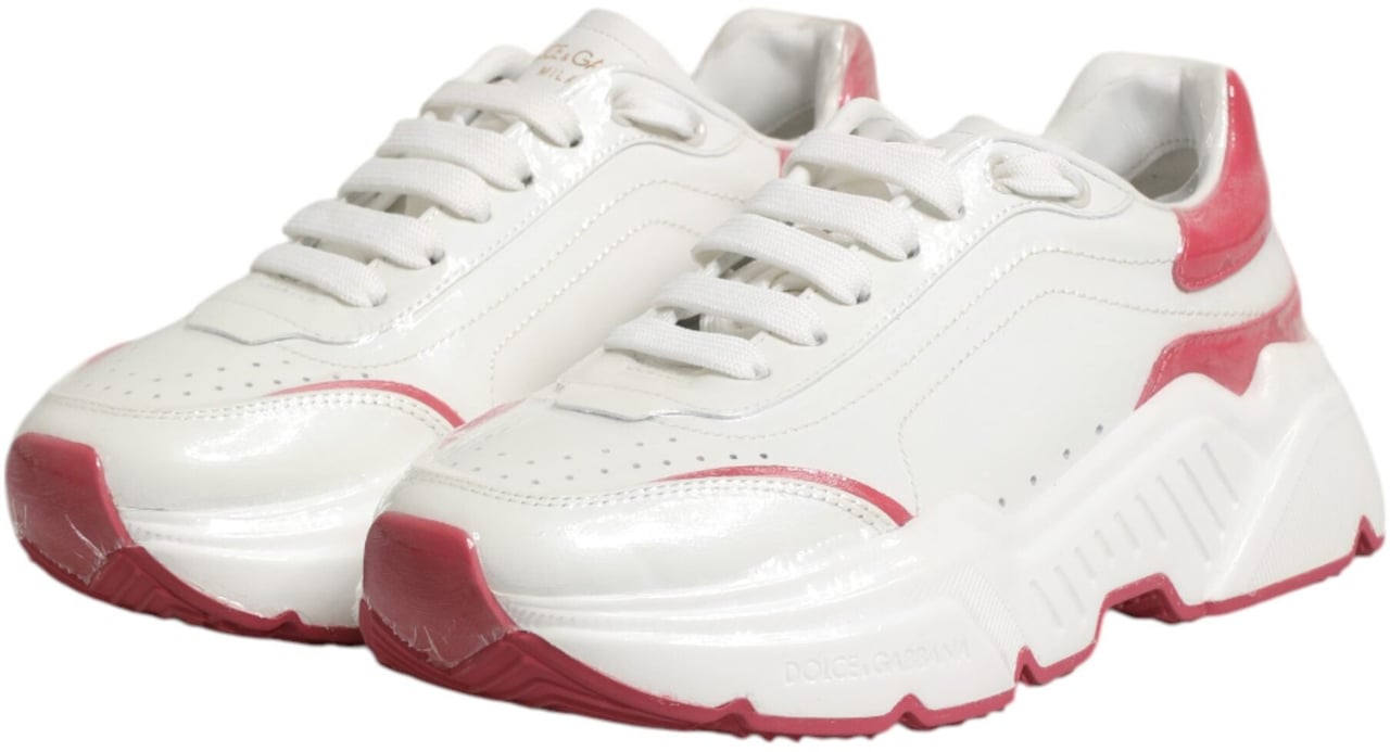Dolce & Gabbana White Pink Daymaster Low Top Sneakers Shoes Wit