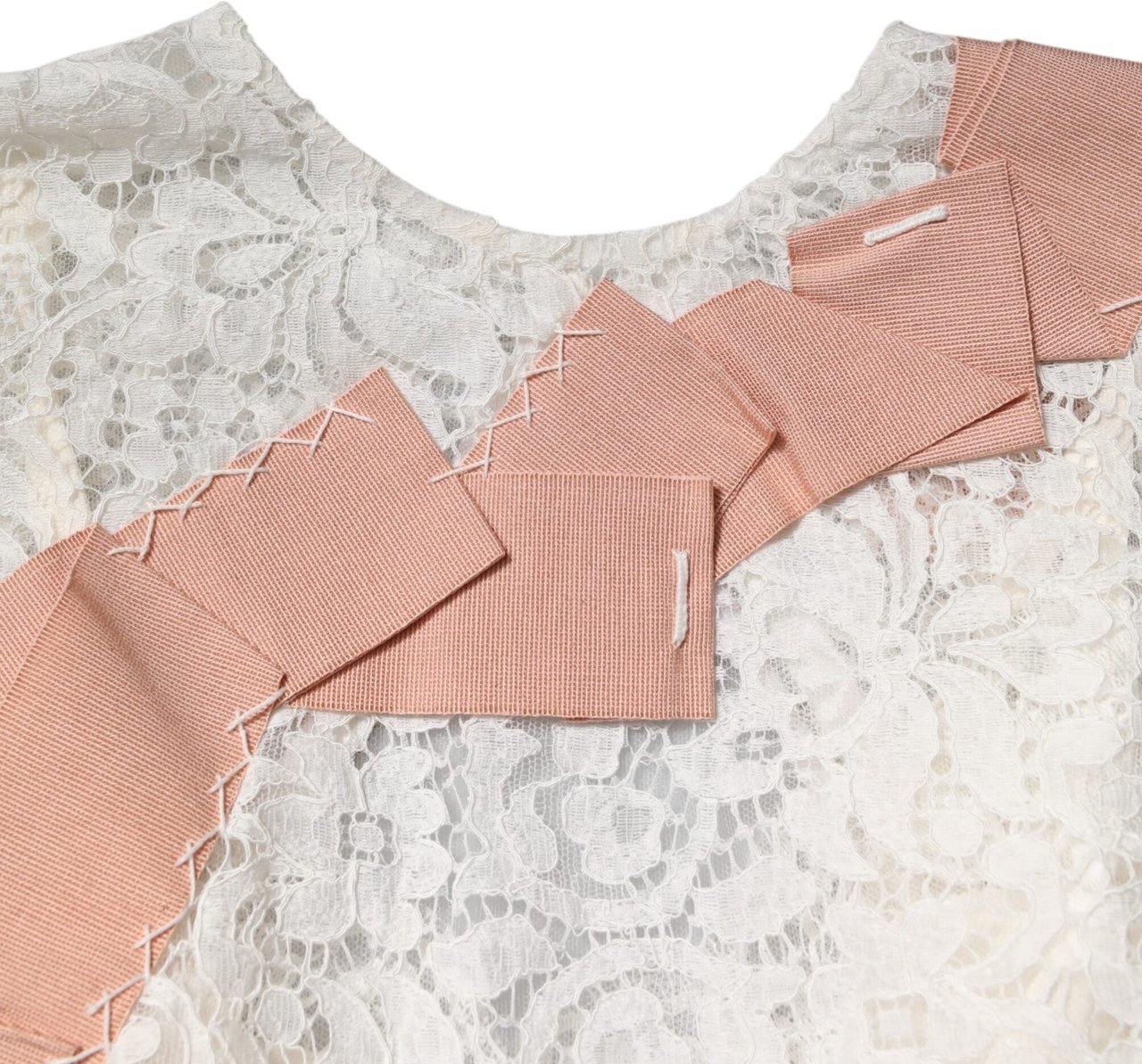 Dolce & Gabbana White Floral Lace Short Sleeves Blouse Top Wit