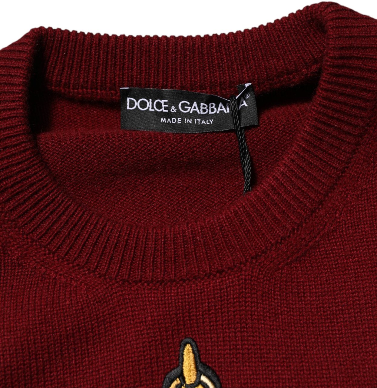 Dolce & Gabbana Burgundy Cashmere Lion Crest Pullover Sweater Maroon