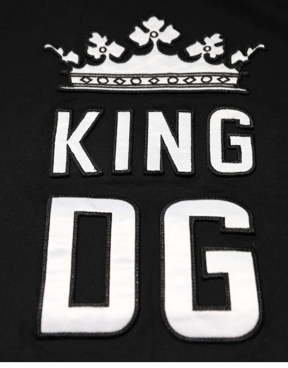 Dolce & Gabbana Black DG King Crown Cotton Crew Neck T-shirt Zwart