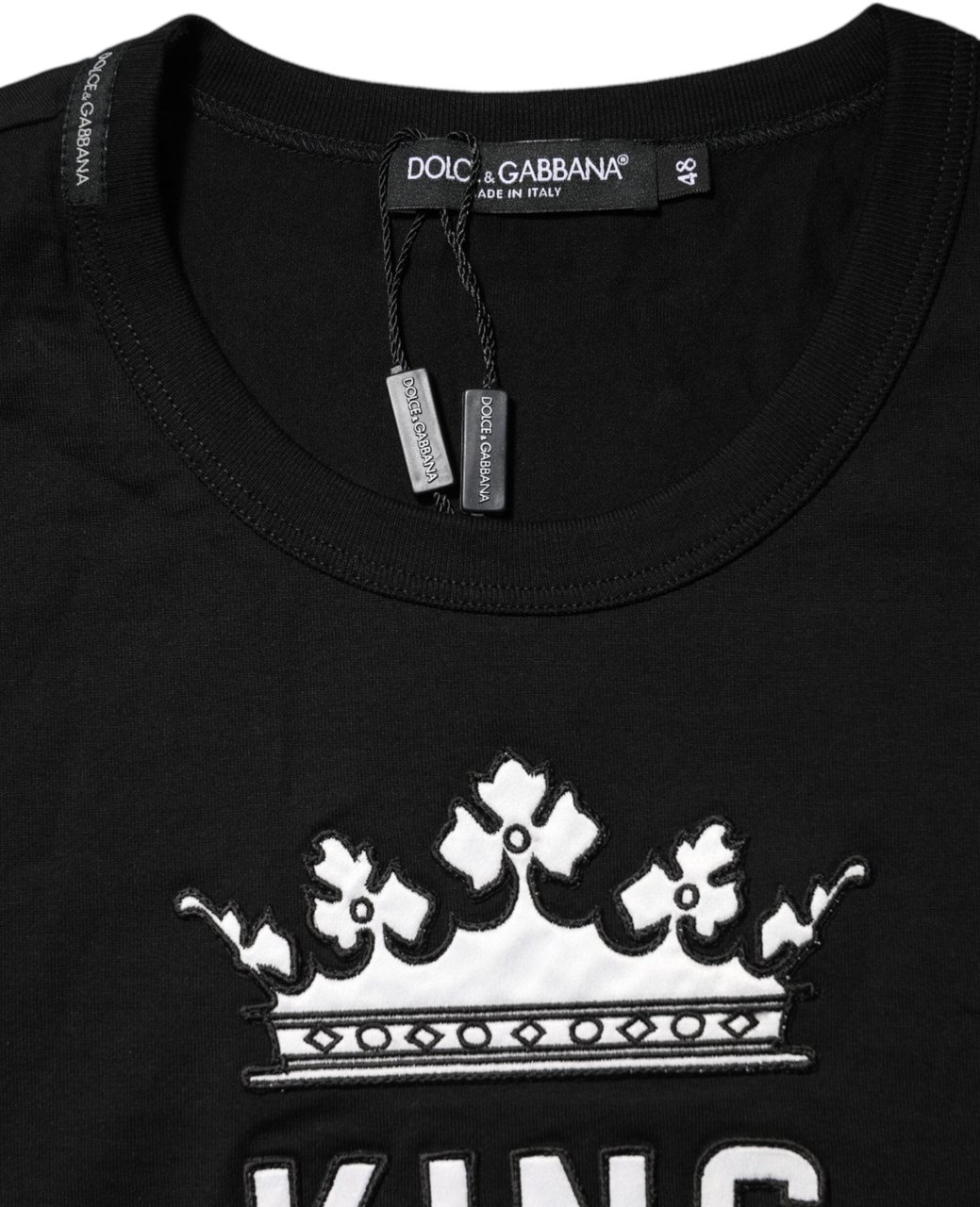 Dolce & Gabbana Black DG King Crown Cotton Crew Neck T-shirt Zwart
