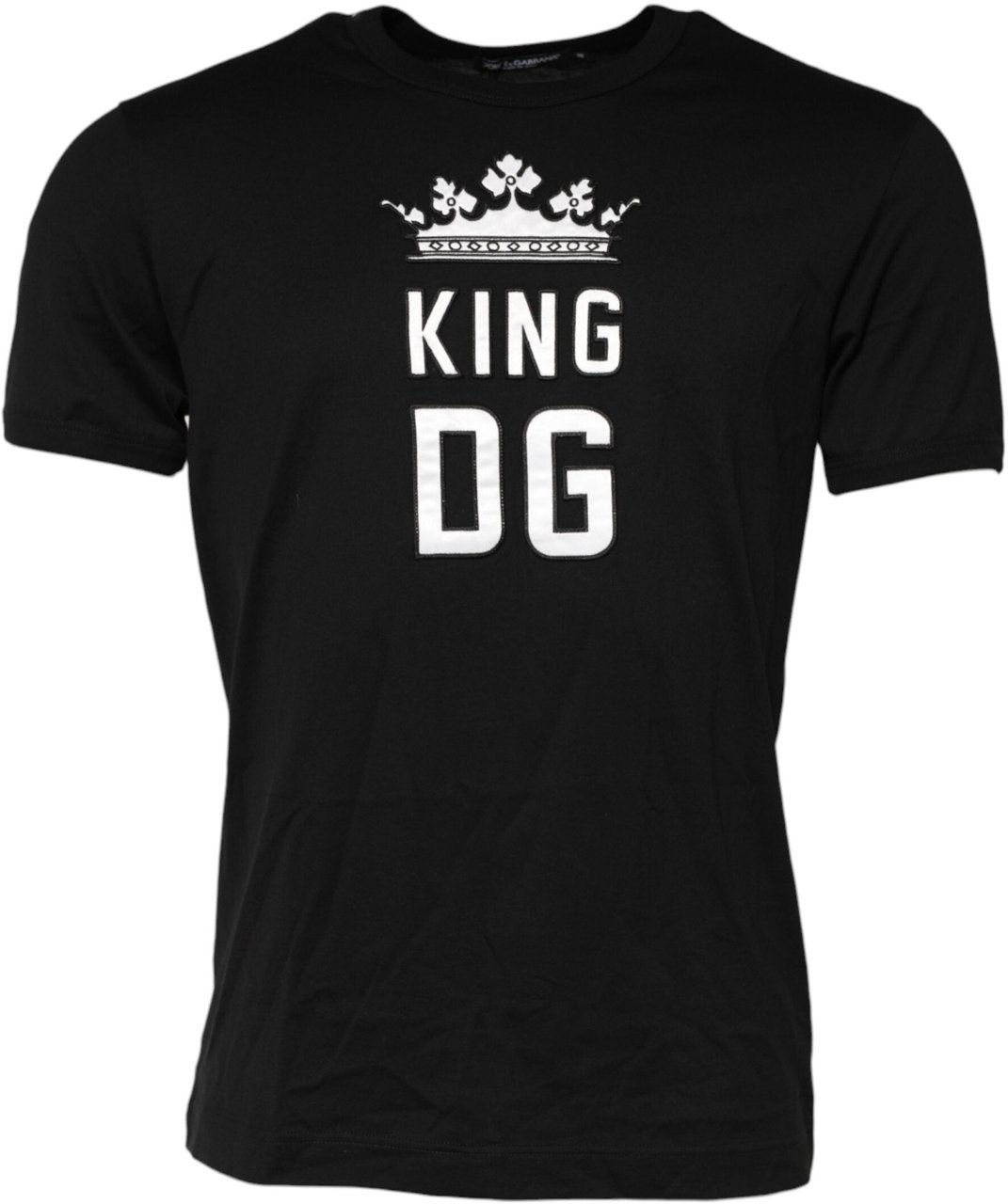 Dolce & Gabbana Black DG King Crown Cotton Crew Neck T-shirt Zwart