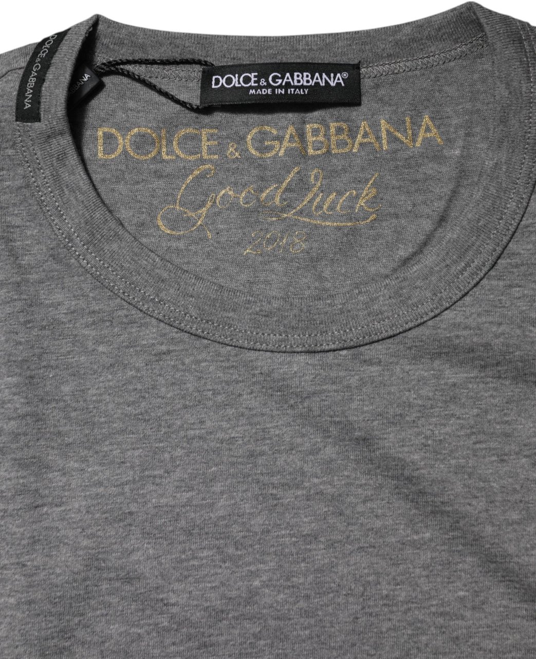 Dolce & Gabbana Gray Cotton Crew Neck Short Sleeves T-shirt Grijs