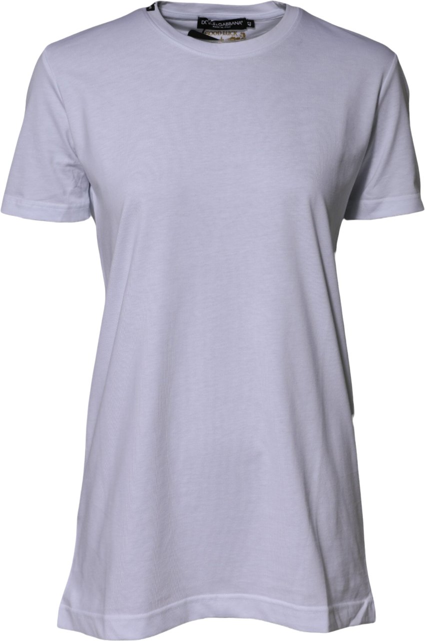 Dolce & Gabbana White Cotton Goodluck 2023 Crew Neck T-shirt Bruin