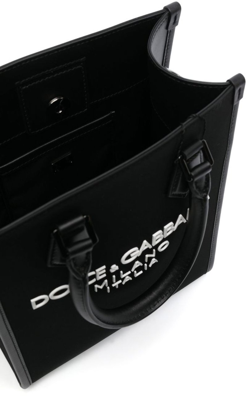 Dolce & Gabbana Compact Nylon Calf Leather Milano Tote Zwart