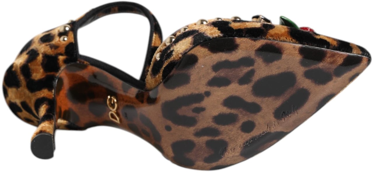Dolce & Gabbana Brown Leopard Crystal Roses Pumps Shoes Dierenprint