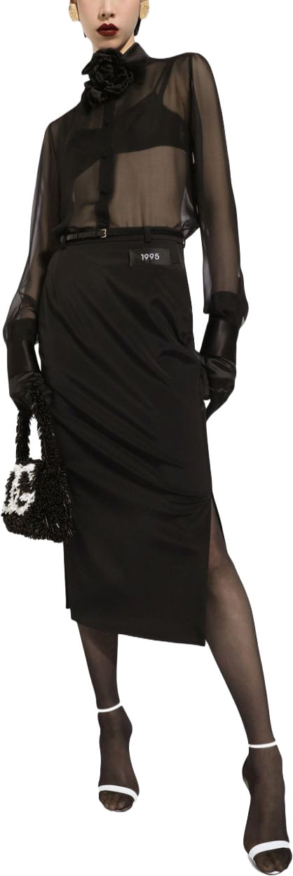 Dolce & Gabbana Sheer Black Long-Sleeved Silk Blouse Zwart