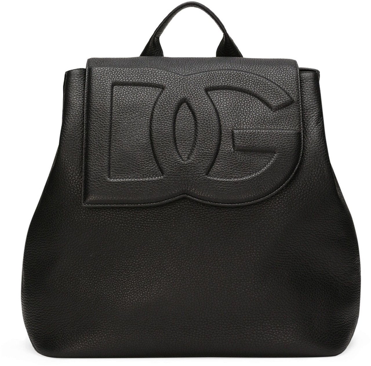 Dolce & Gabbana Black Deerskin 3D Embossed Logo Backpack Zwart