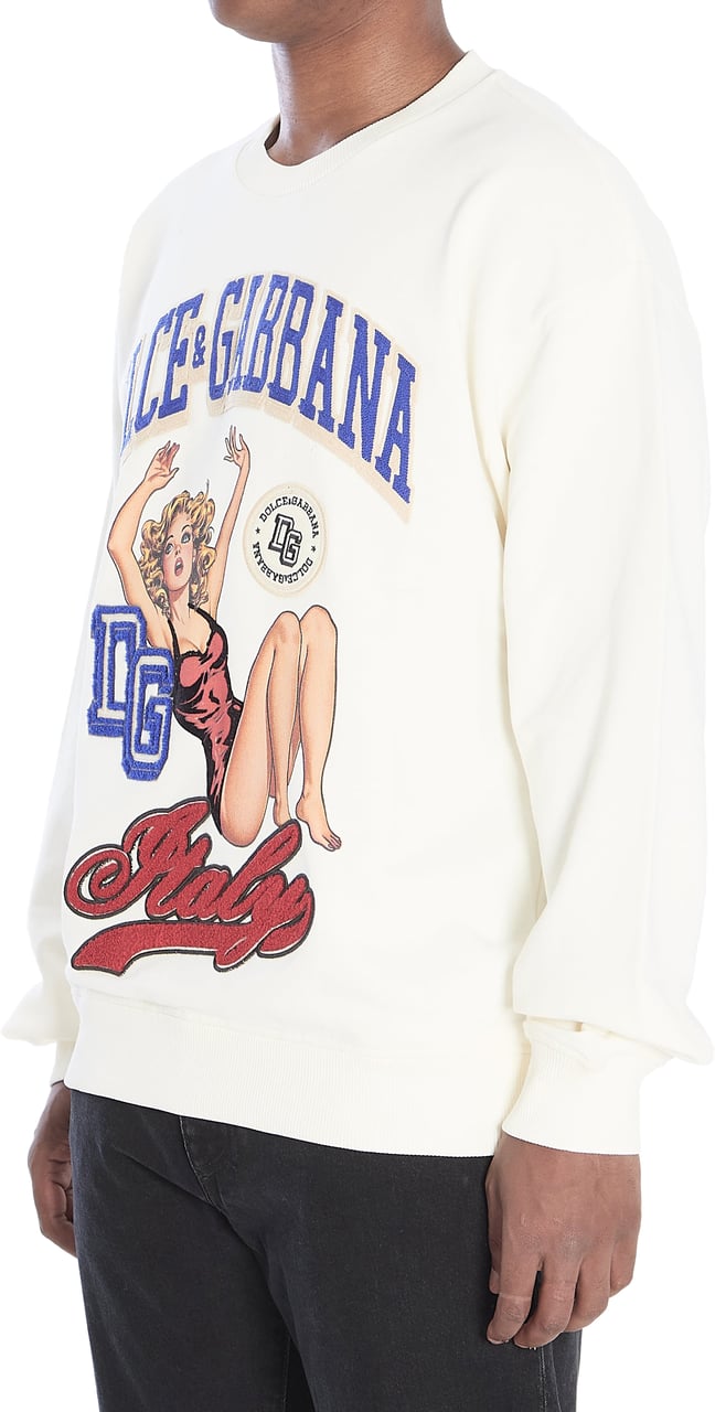 Dolce & Gabbana Sweatshirt with Pin-up print Beige