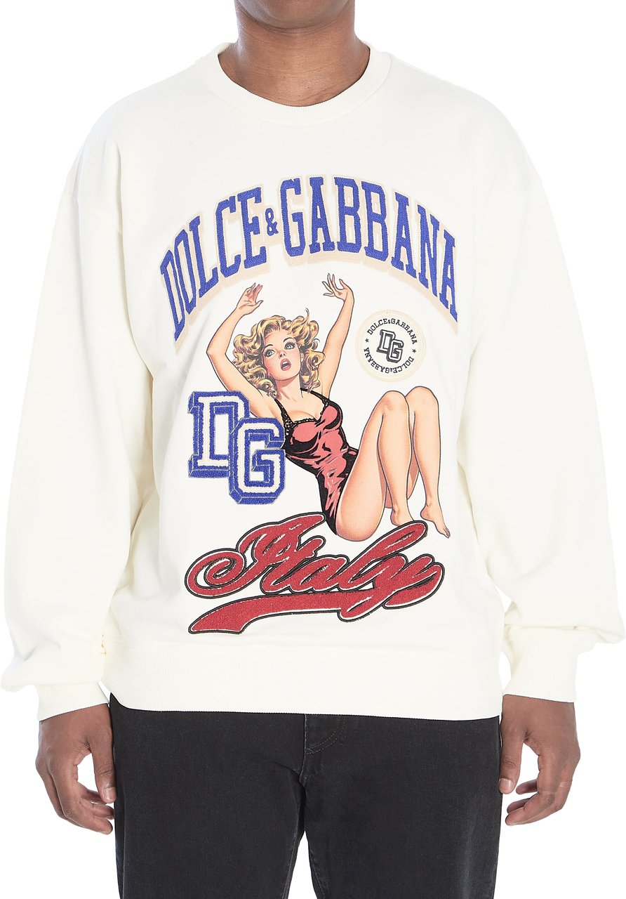 Dolce & Gabbana Sweatshirt with Pin-up print Beige