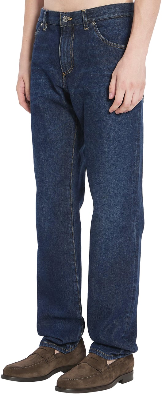 Dolce & Gabbana Denim straight jeans with plaque Blauw