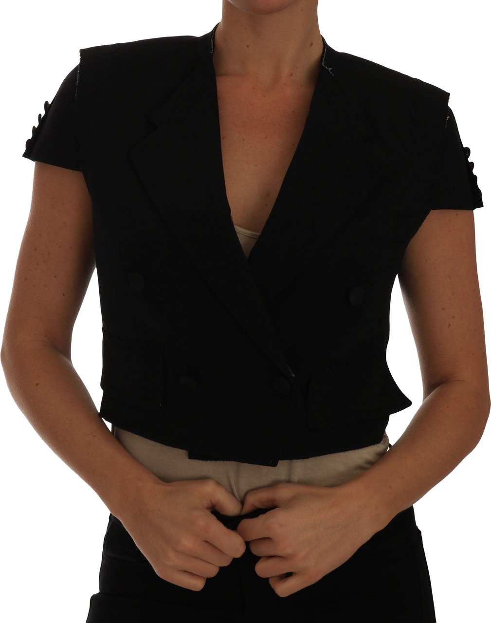 Dolce & Gabbana Black Short Croped Blazer Jacket Zwart