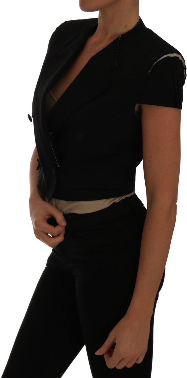 Dolce & Gabbana Black Short Croped Blazer Jacket Zwart