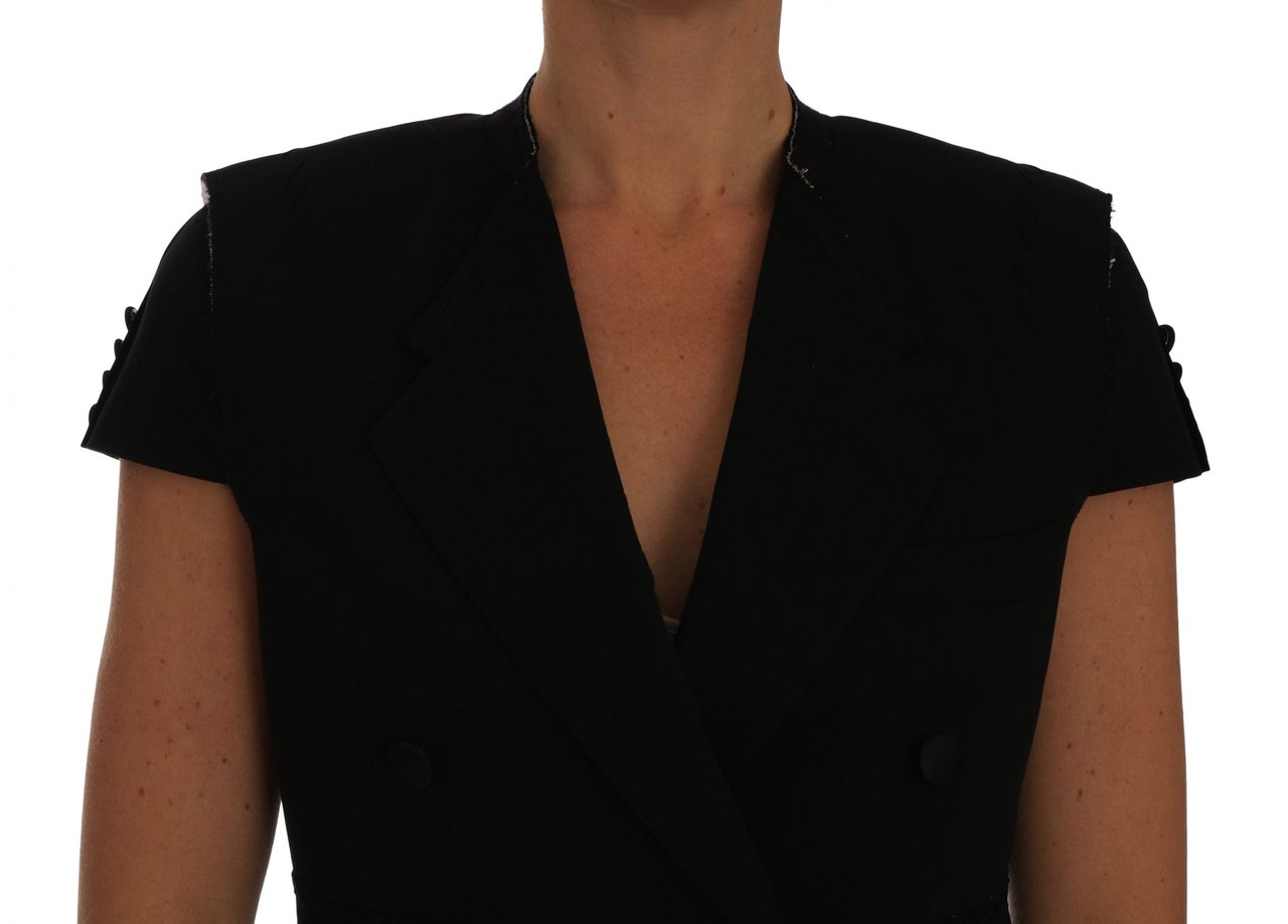 Dolce & Gabbana Black Short Croped Blazer Jacket Zwart