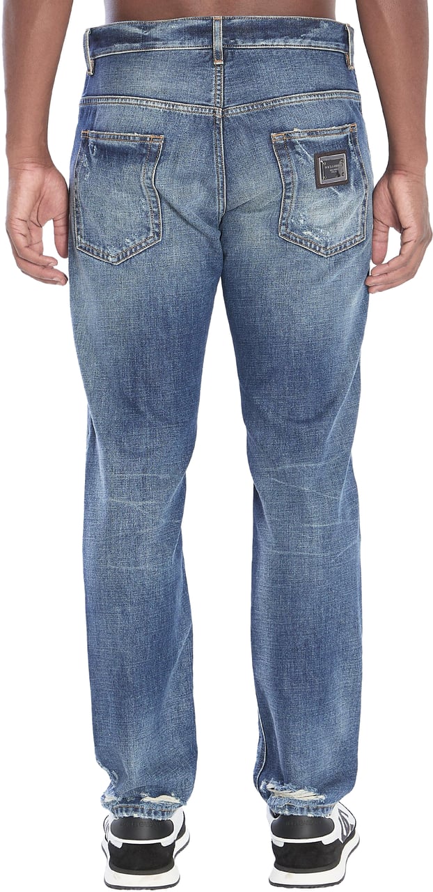 Dolce & Gabbana Denim loose jeans plaque Blauw