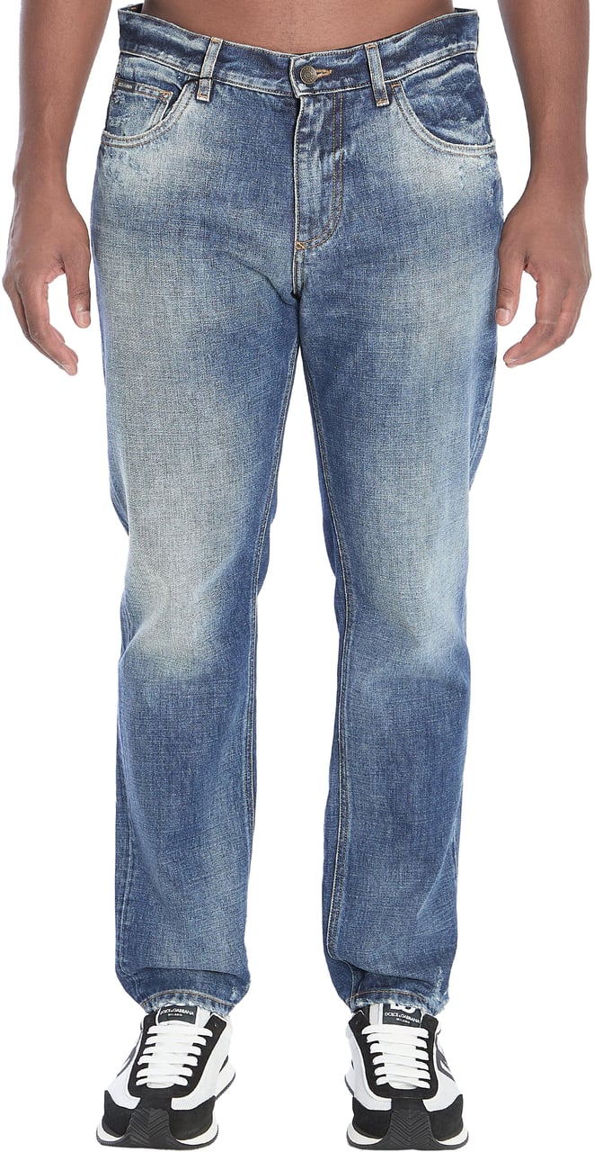 Dolce & Gabbana Denim loose jeans plaque Blauw