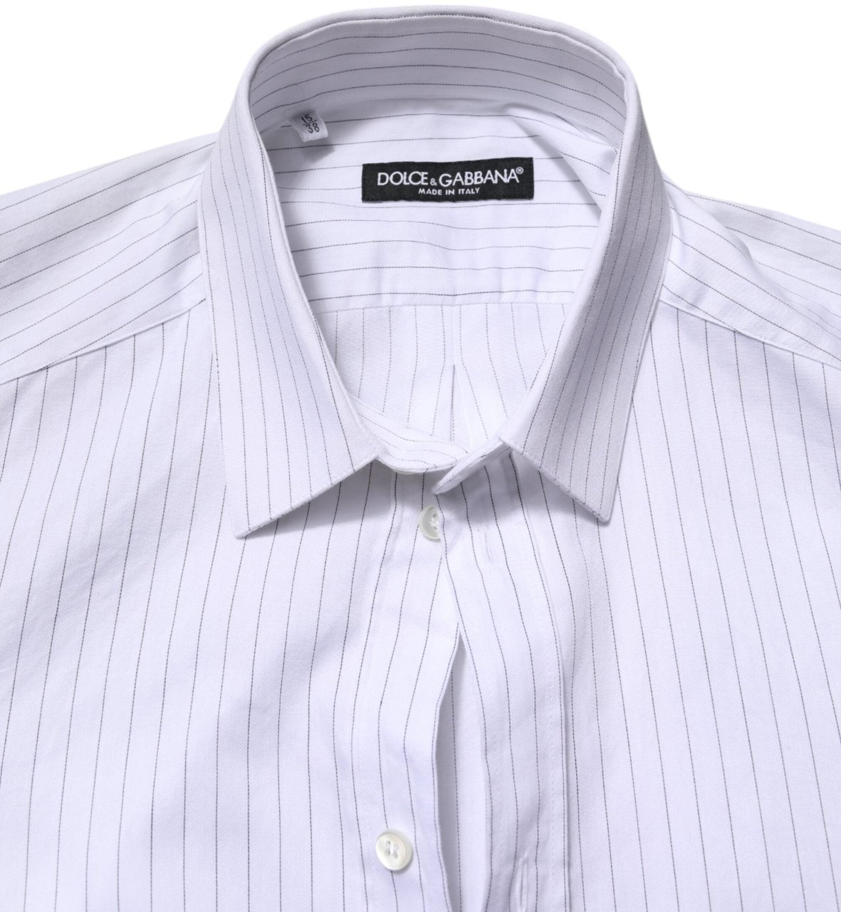 Dolce & Gabbana White Stripes Cotton Long Sleeve Formal Shirt Wit