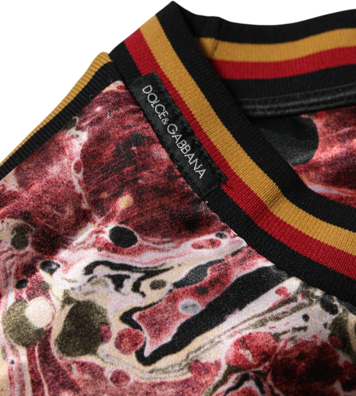 Dolce & Gabbana Multicolor Polyester Marble Print Oversize T-shirt Wit