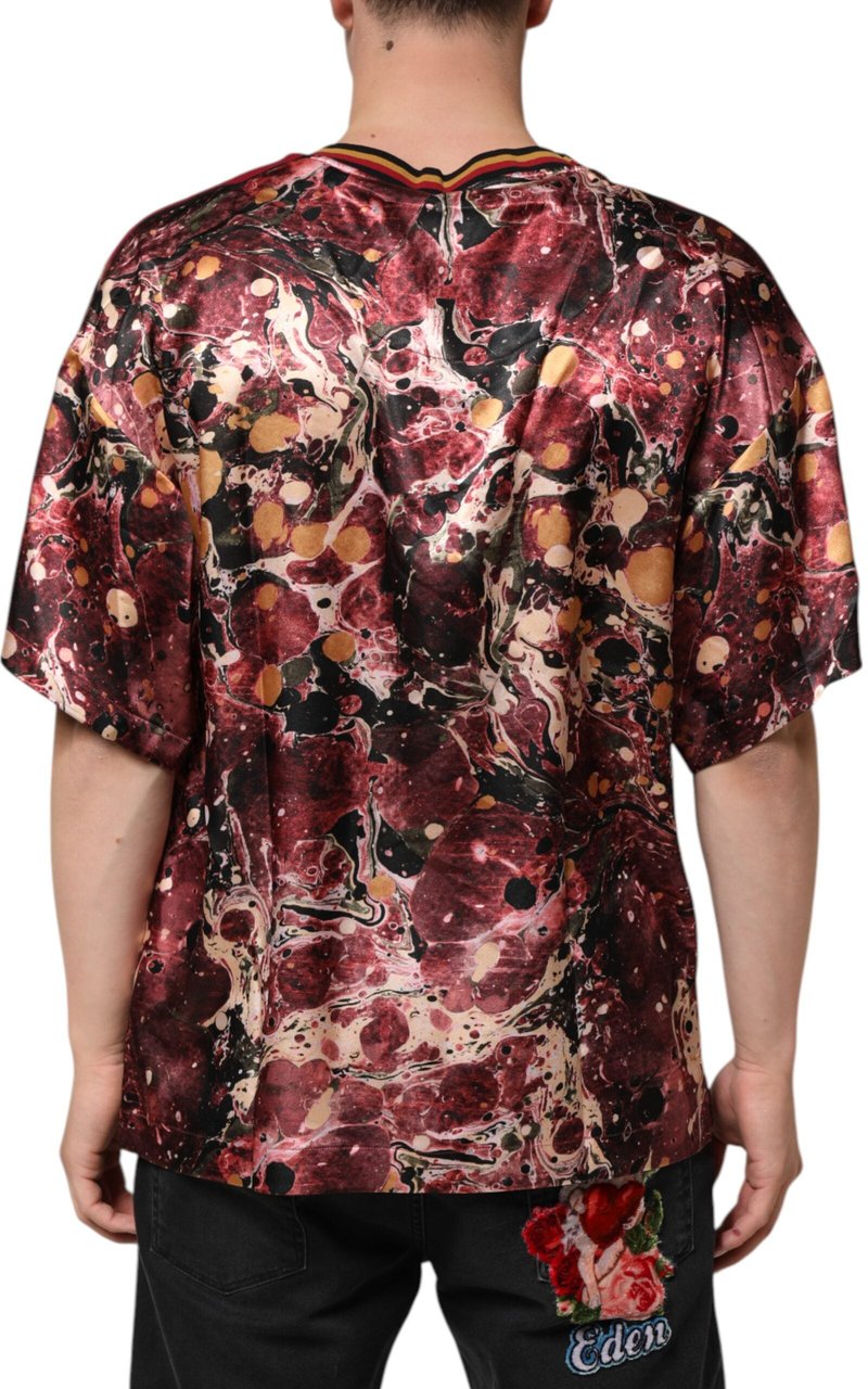 Dolce & Gabbana Multicolor Polyester Marble Print Oversize T-shirt Wit