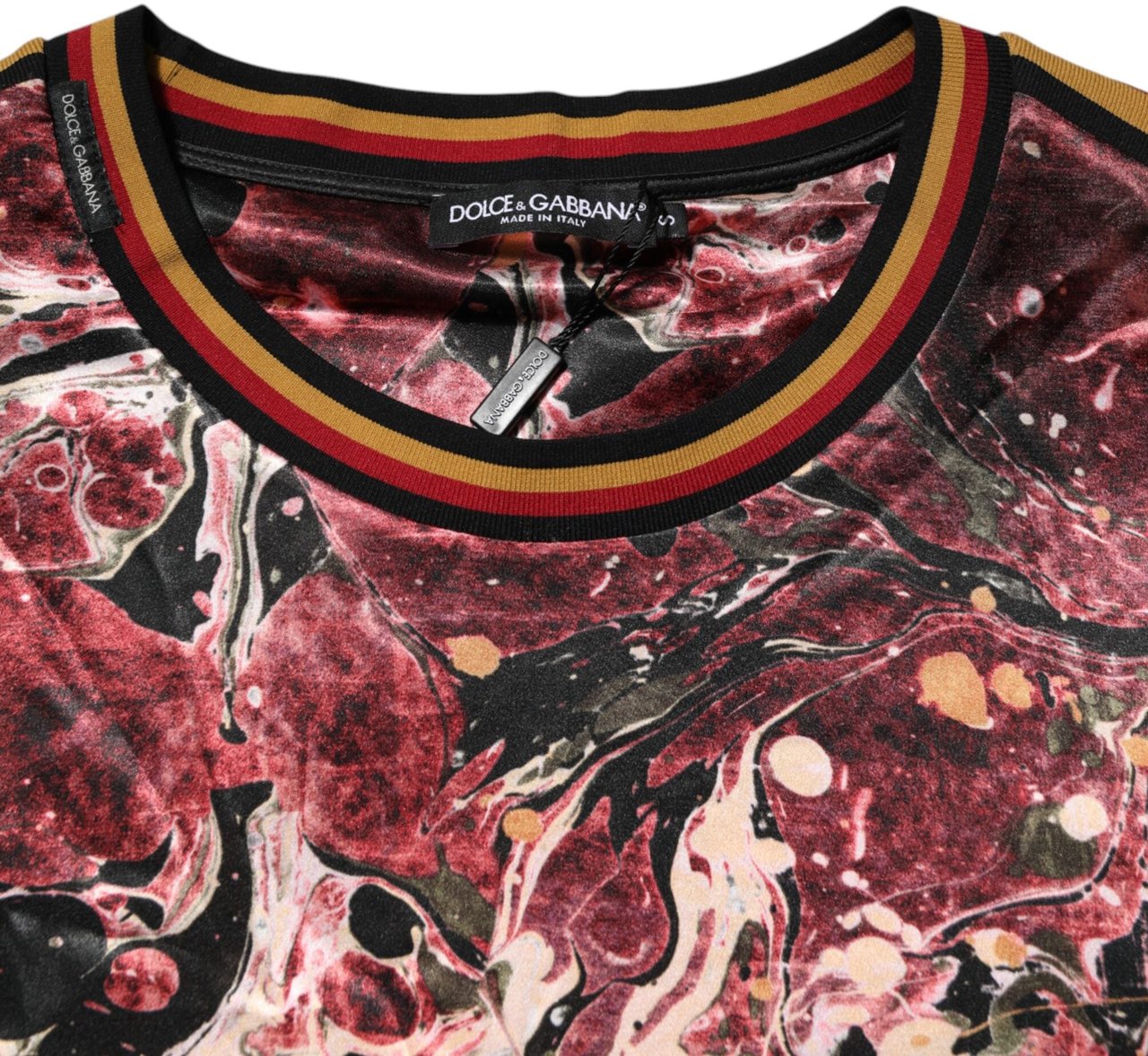 Dolce & Gabbana Multicolor Polyester Marble Print Oversize T-shirt Wit