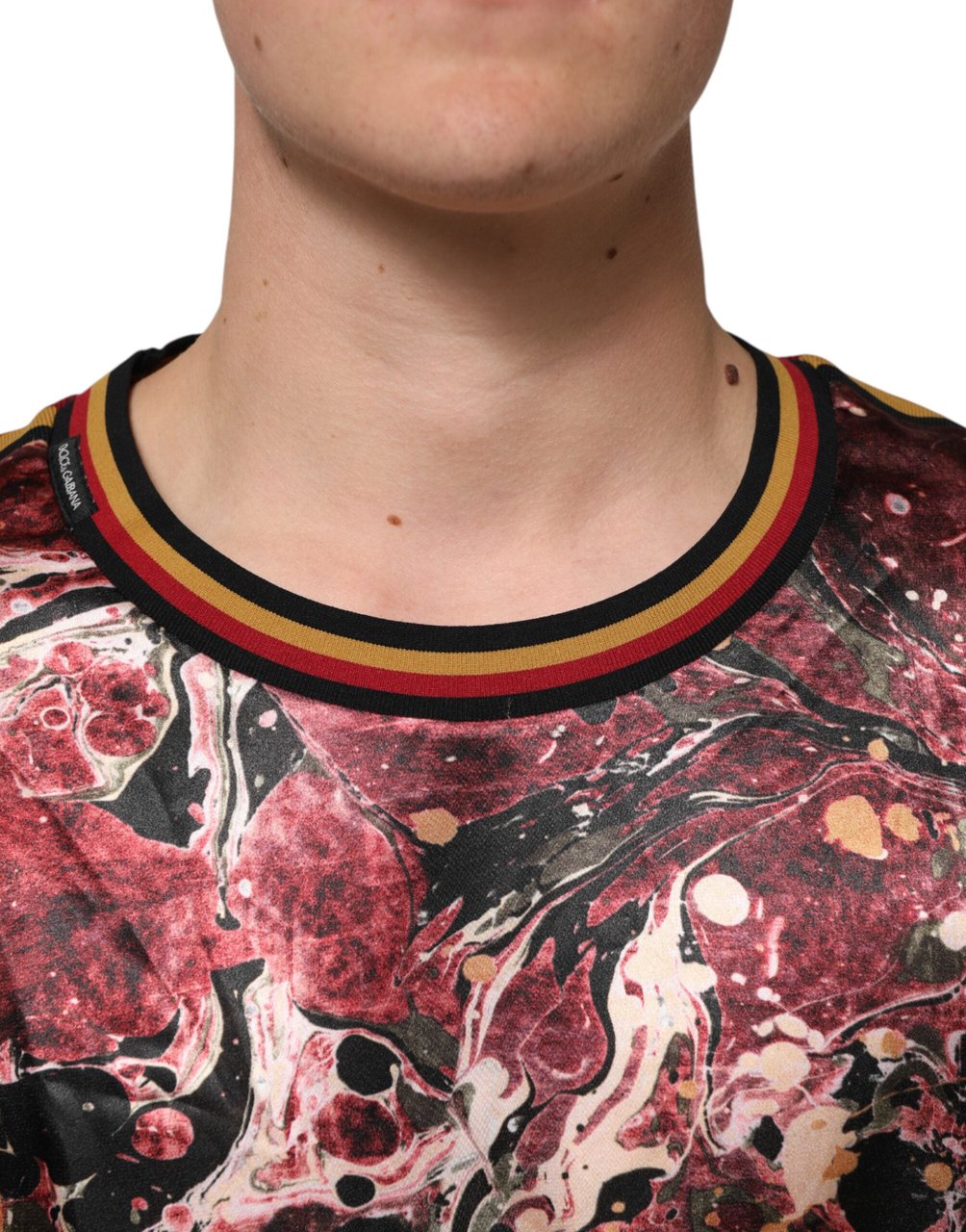Dolce & Gabbana Multicolor Polyester Marble Print Oversize T-shirt Wit