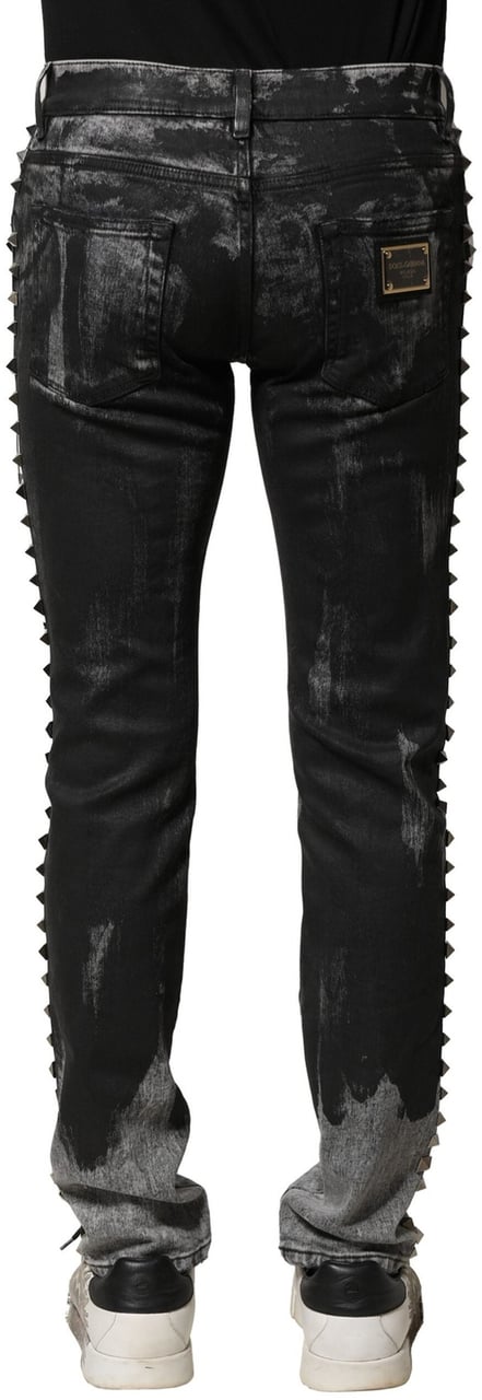 Dolce & Gabbana Black Washed Embellished Skinny Denim Jeans Zwart