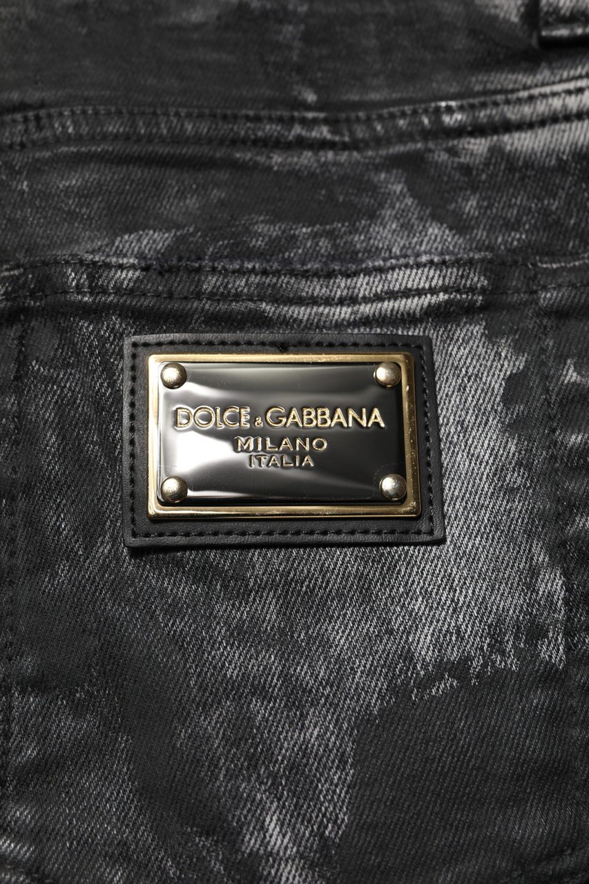 Dolce & Gabbana Black Washed Embellished Skinny Denim Jeans Zwart