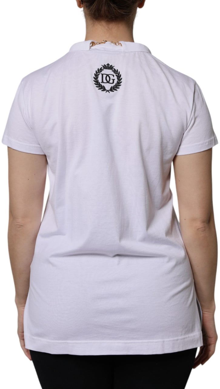 Dolce & Gabbana White Necklace Cotton Short Sleeve T-shirt Zwart