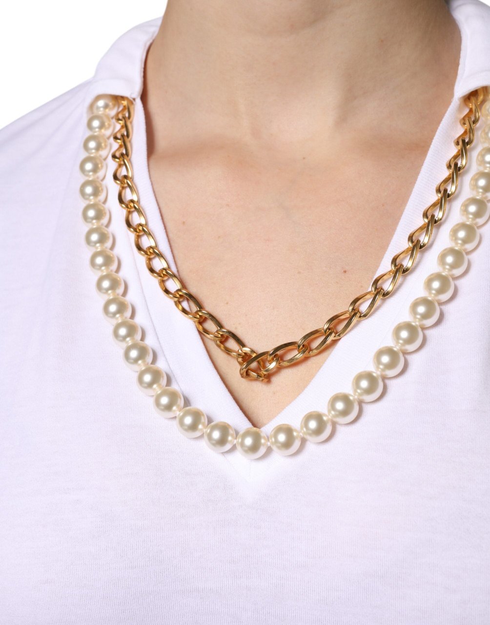 Dolce & Gabbana White Necklace Cotton Short Sleeve T-shirt Zwart