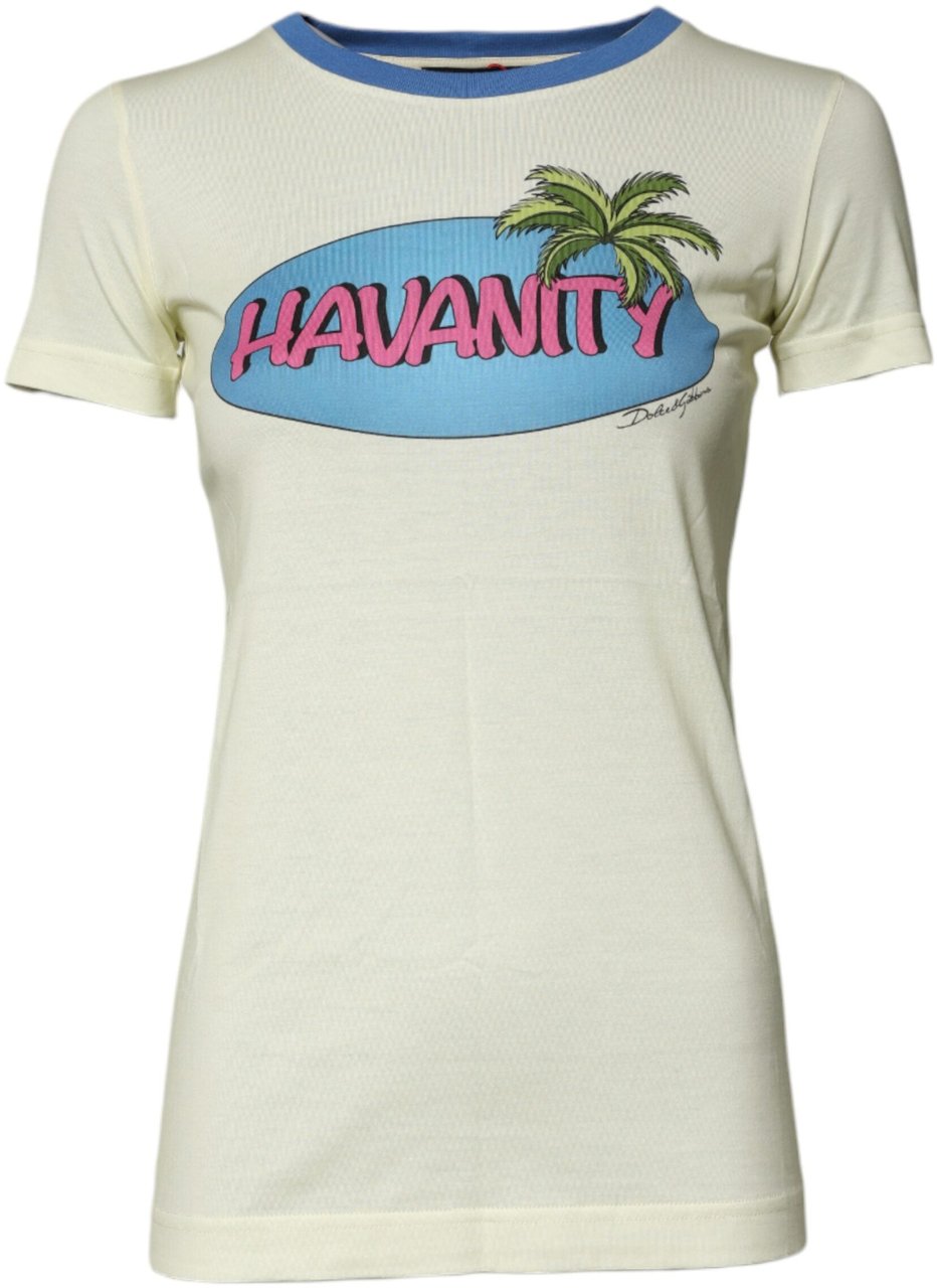 Dolce & Gabbana Light Yellow Cotton Short Sleeve T-shirt Divers