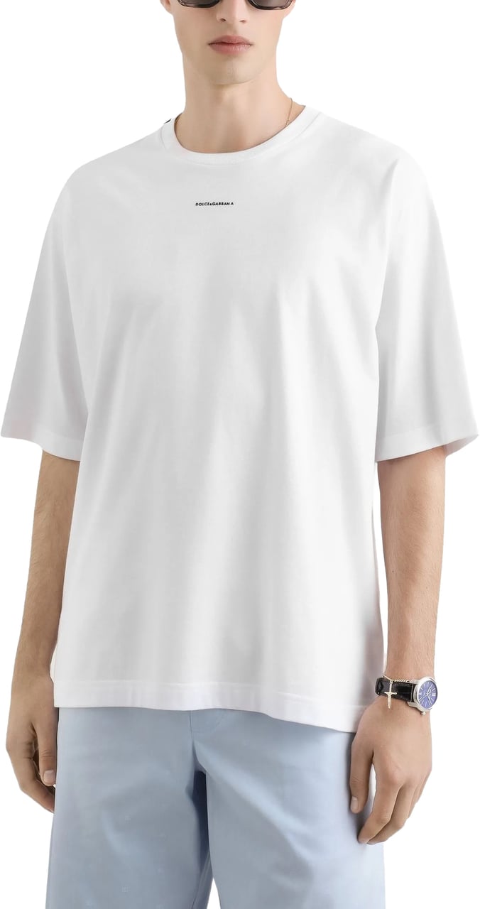 Dolce & Gabbana White Relaxed Fit Cotton Logo T-Shirt Wit