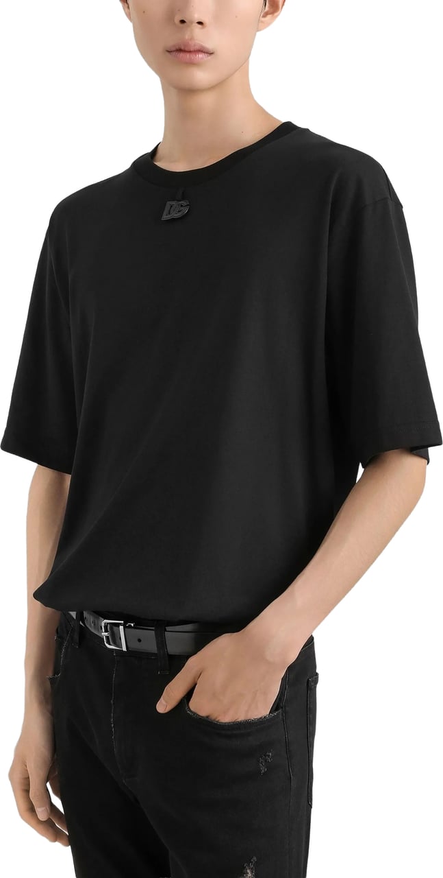 Dolce & Gabbana Black Classic Crew Neck Logo T-Shirt Zwart