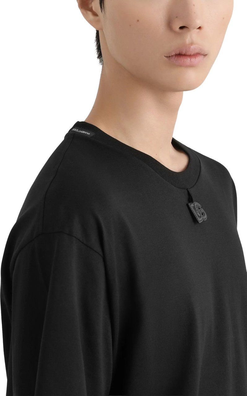 Dolce & Gabbana Black Classic Crew Neck Logo T-Shirt Zwart