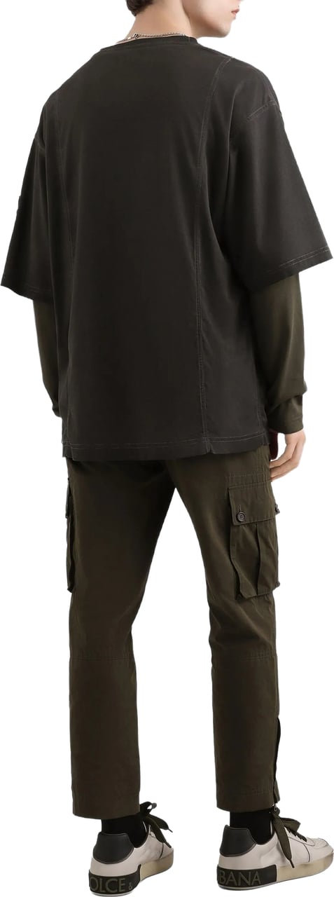 Dolce & Gabbana Black Cropped Cargo Flap Pocket Pants Zwart
